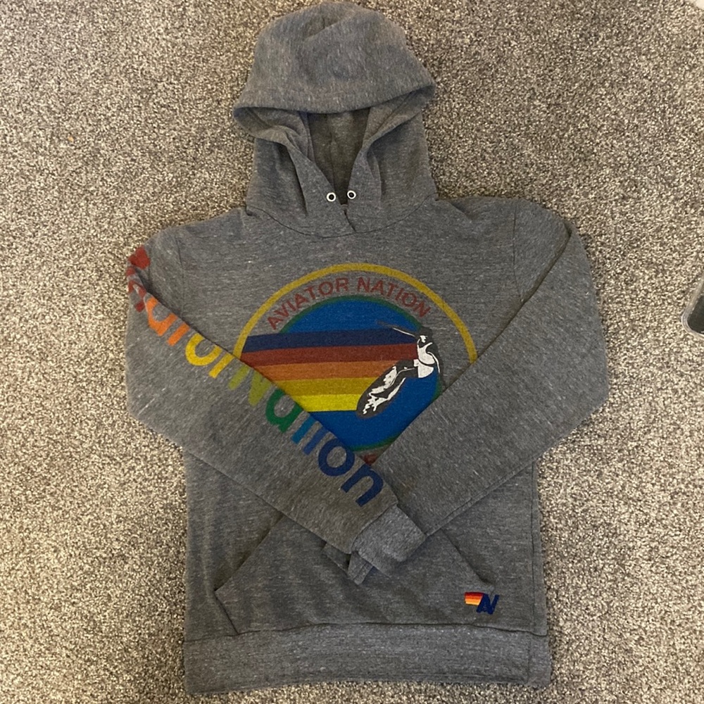 Aviator Nation Pullover Hoodie Heather Grey Women’s XS